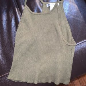 Green halter crop top